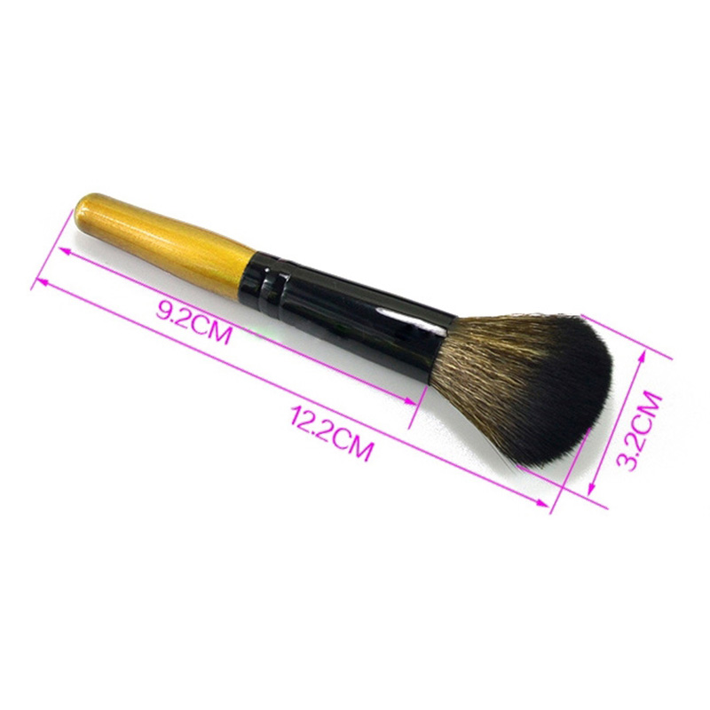 Soft Round Head Buffer Foundation Powder Blush Brush Makeup Tool with Wooden Handle - Golden