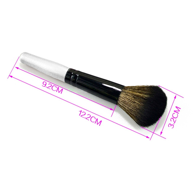 Soft Round Head Buffer Foundation Powder Blush Brush Makeup Tool with Wooden Handle - White
