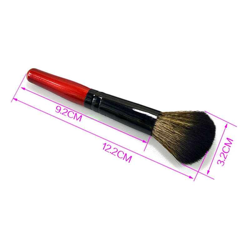 Soft Round Head Buffer Foundation Powder Blush Brush Makeup Tool with Wooden Handle - Red