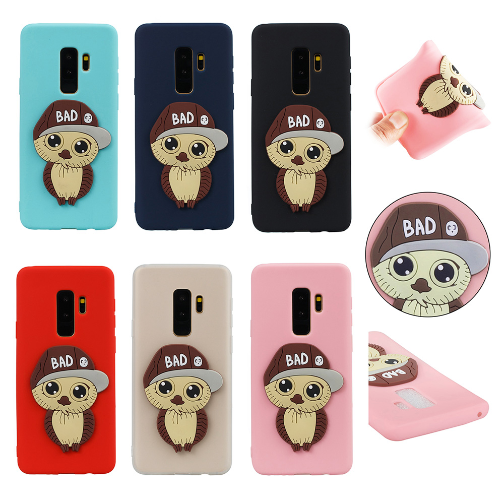 3D Cartoon Owl Pattern TPU Case Soft Silicone Anti-shock Back Cover for Samsung S9 Plus - Black