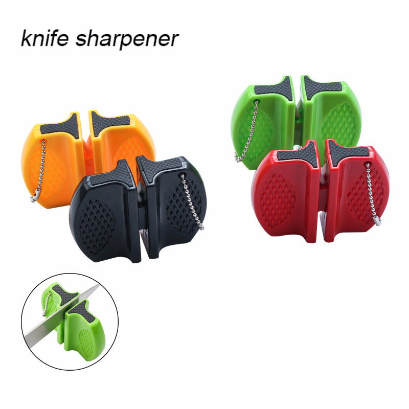 Mini Ceramic Rod Tungsten Steel Knife Sharpener Kitchen Tool for Camping - Red