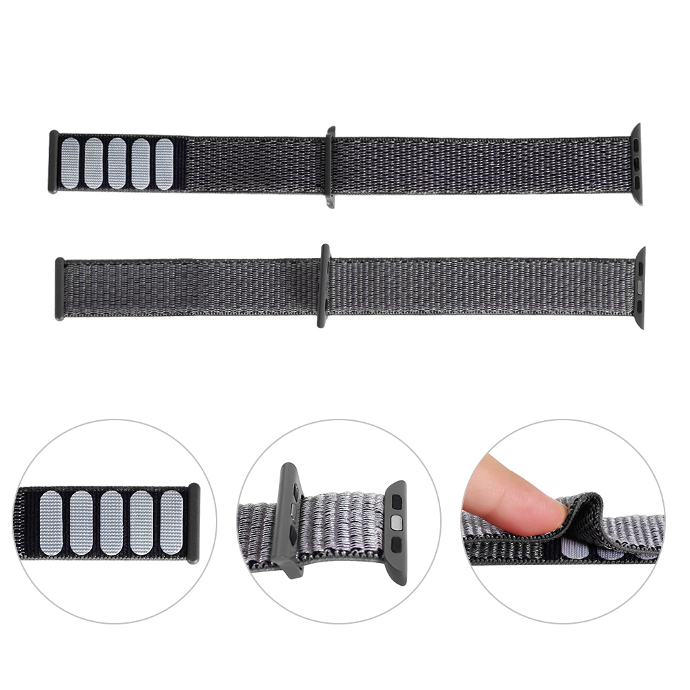 Sports Nylon Wrist Band Watchband Strap Bracelet for Apple Watch - Black