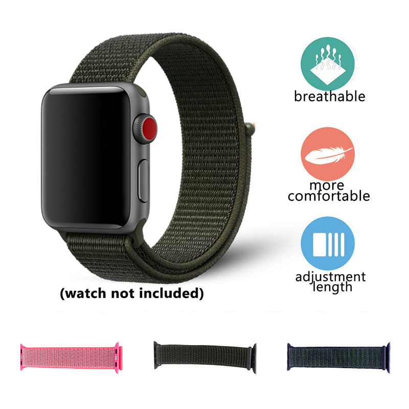 42mm Nylon Woven Replacement Watch Band Adjustable Sport Wristband Strap for Apple Watch - Army Green