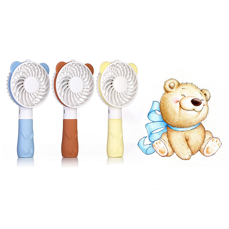 Portable Bear Handheld Mini Fan USB Rechargeable Air Cooler with Strap for Home Travel - Brown