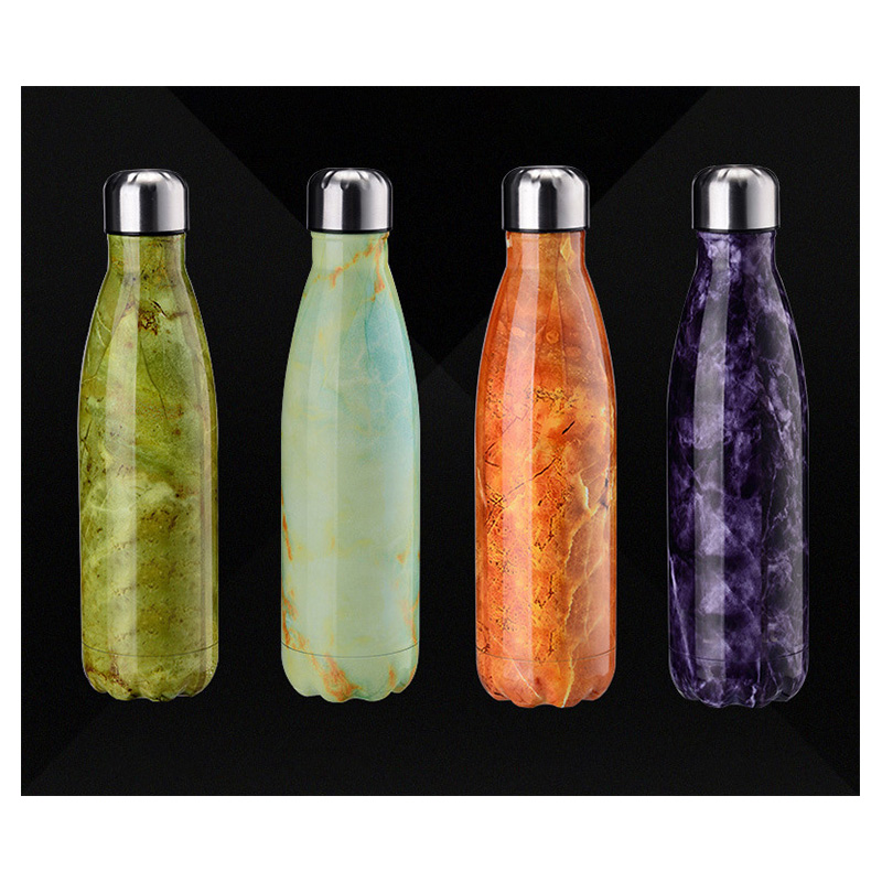 500ML Vacuum Insulated Bottle Jade Pattern Stainless Double Wall Water Flask - Green