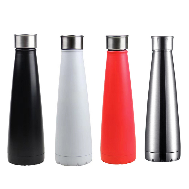 450ML Double Wall Stainless Steel Pyramid Vacuum Insulated Water Flask Bottle - Black