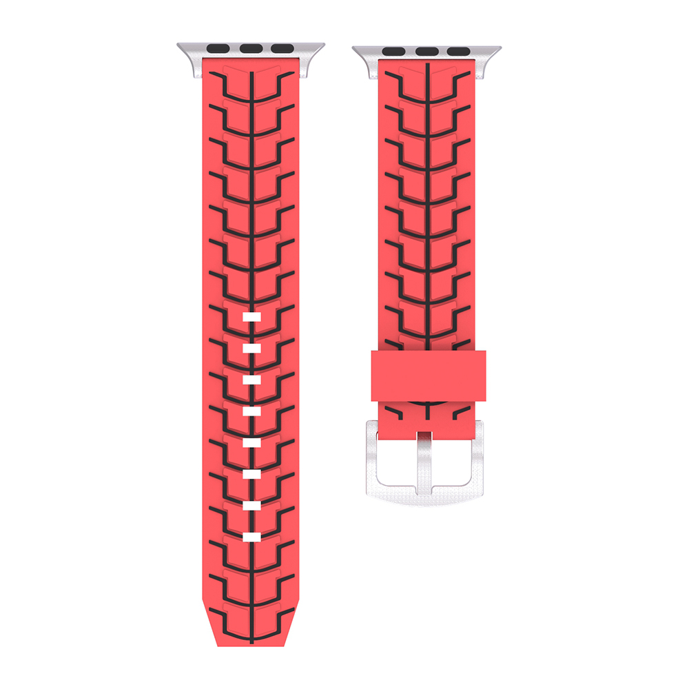 42mm Silicone Replacement Watch Band Adjustable Sports Watch Wrist Strap for Apple Watch - Red