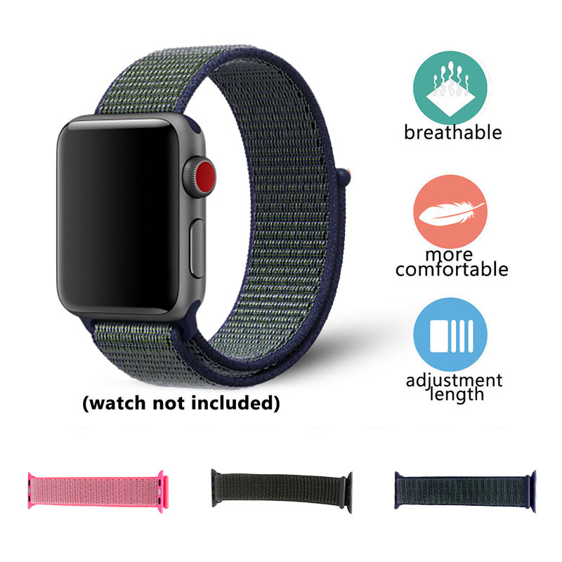 38mm Nylon Woven Replacement Watchband Adjustable Sport Loop Wrist Strap for Apple Watch - Deep Fog Gray