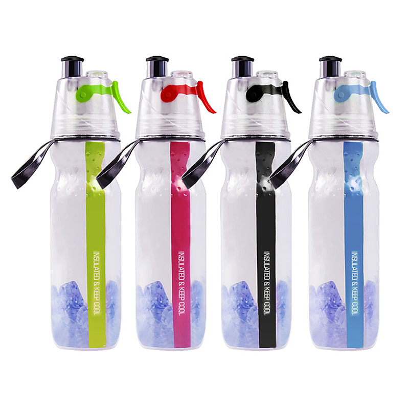 500ML Drinking Ice Cool Mist Spray Water Bottle for Outdoor Sports - Blue