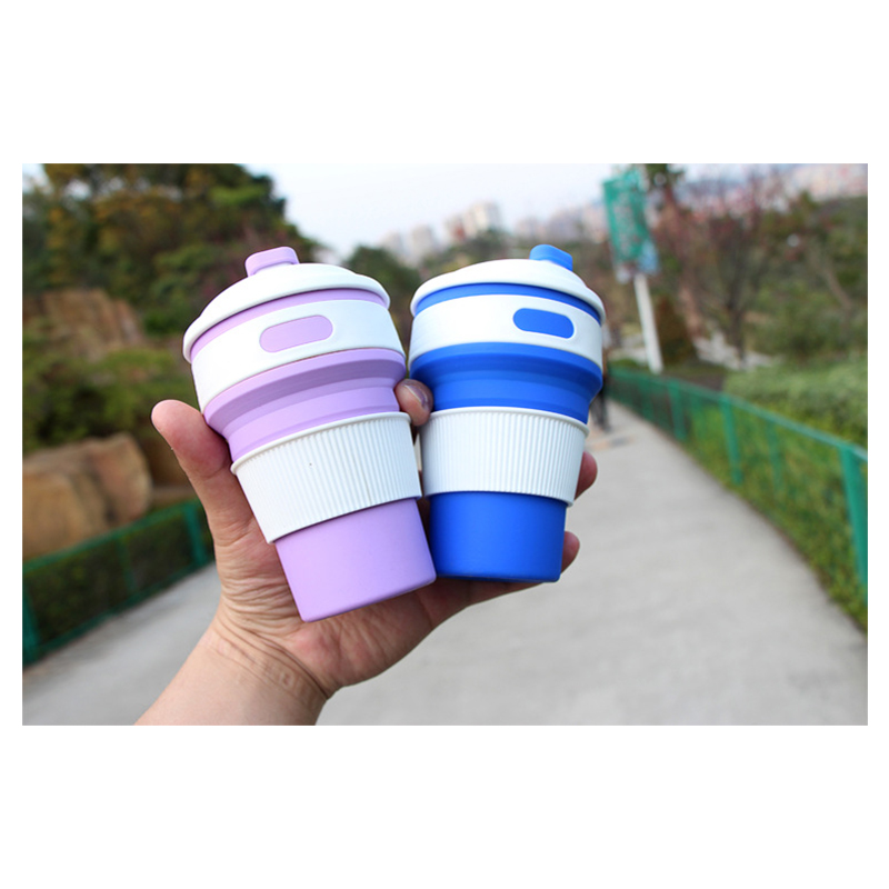 Collapsible Silicone Telescopic Water Bottle Foldable Portable Leakproof Cup - Blue