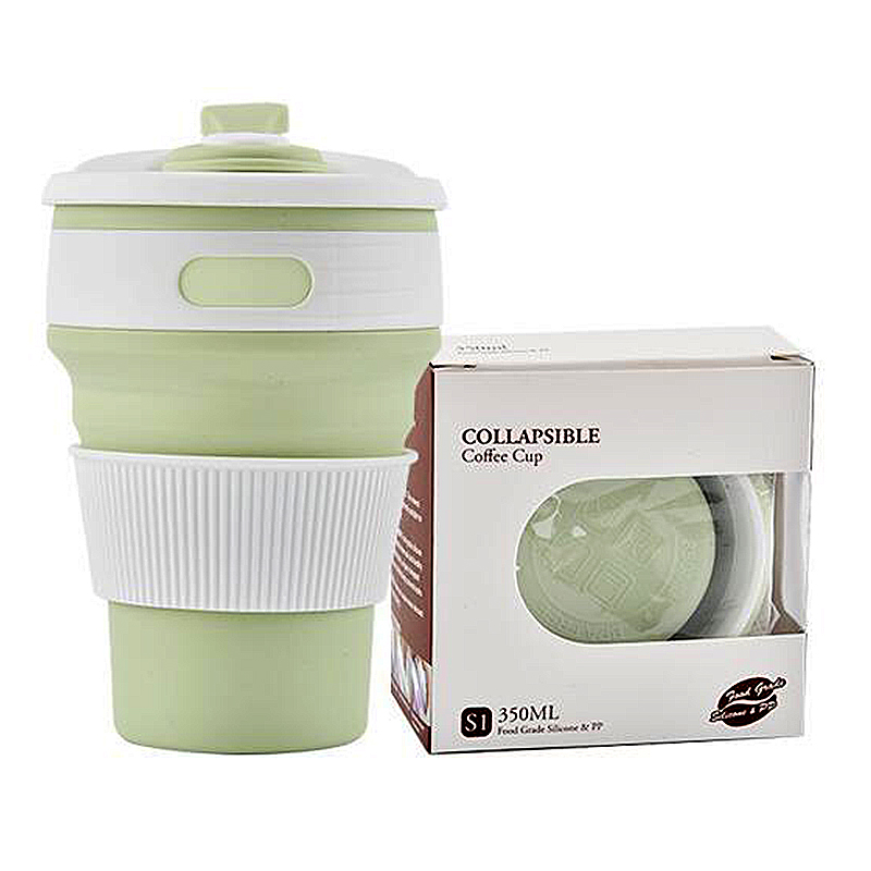 Collapsible Silicone Telescopic Water Bottle Foldable Portable Leakproof Cup - Green