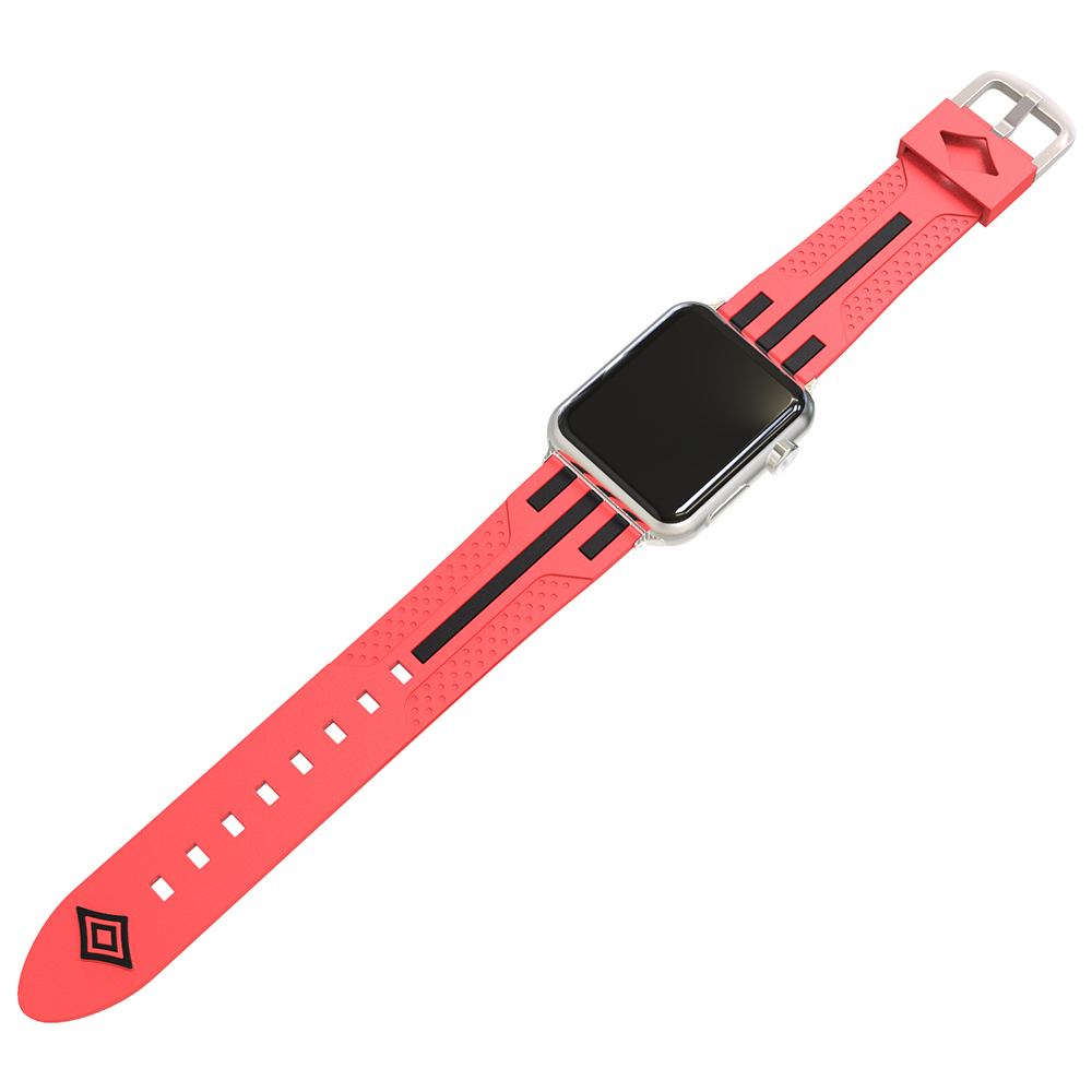 42mm Apple Watch Soft Silicone Watchband Breathable Sports Replacement Watch Wrist Strap - Red+Black