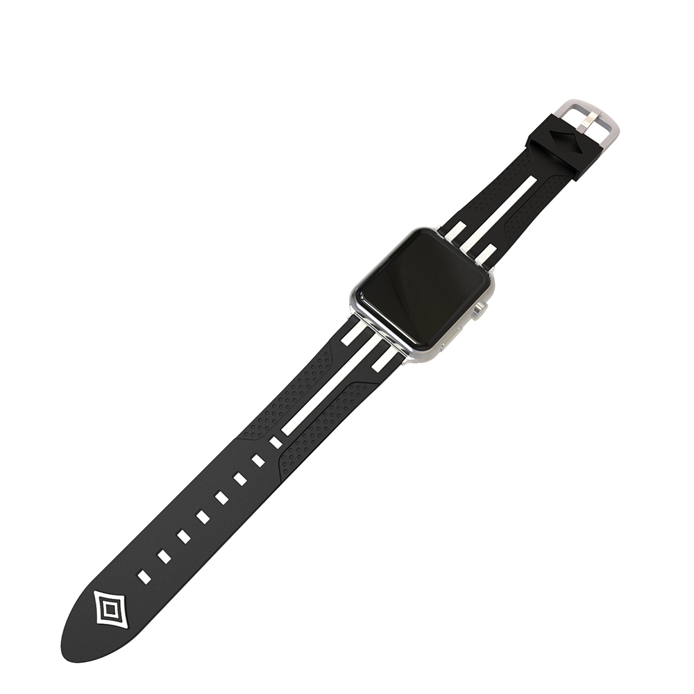 42mm Apple Watch Soft Silicone Watchband Breathable Sports Replacement Watch Wrist Strap - Black+White