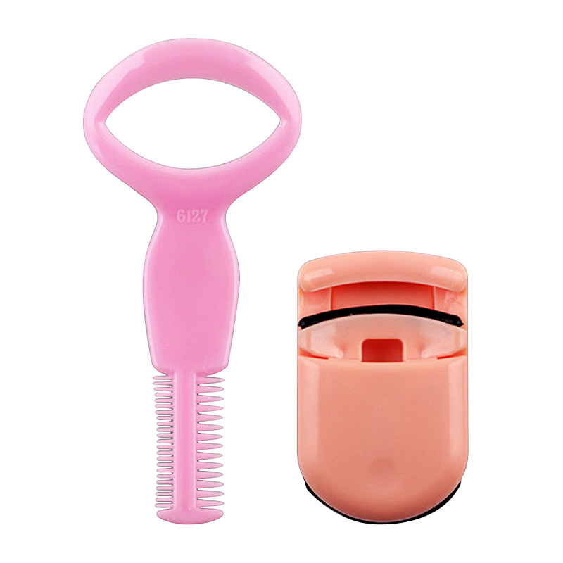 Mini Eyelash Brush Curler Comb Easy Eyelashes Guide Kit Mascara Makeup Tool - Pink