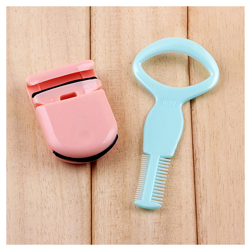 Mini Eyelash Brush Curler Comb Easy Eyelashes Guide Kit Mascara Makeup Tool - Blue