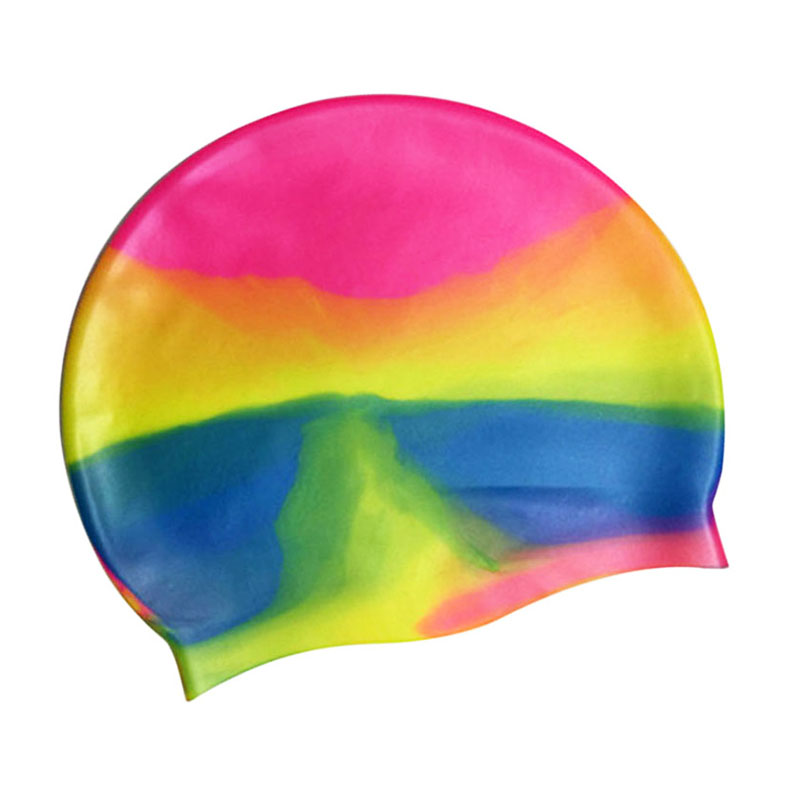 Colorful Silicone Rubber Swimming Cap Unisex Adult Kids Waterproof Shower Swim Hat - Color 5
