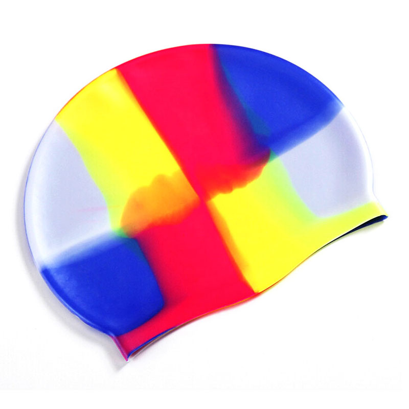 Colorful Silicone Rubber Swimming Cap Unisex Adult Kids Waterproof Shower Swim Hat - Color 6
