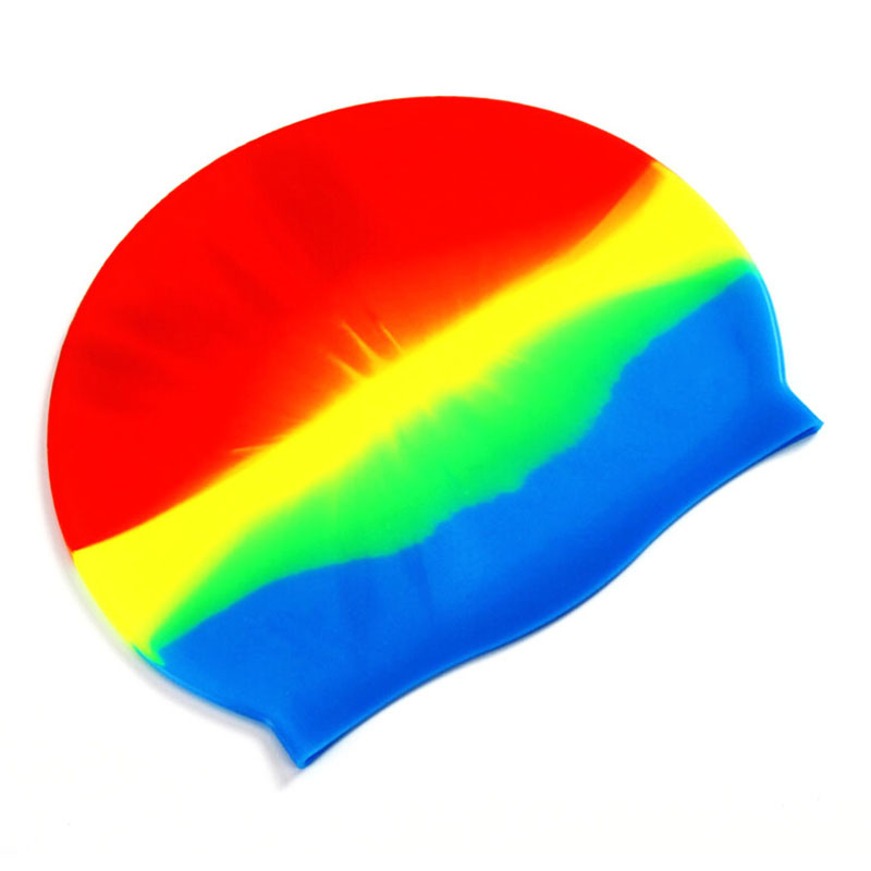 Colorful Silicone Rubber Swimming Cap Unisex Adult Kids Waterproof Shower Swim Hat - Color 7