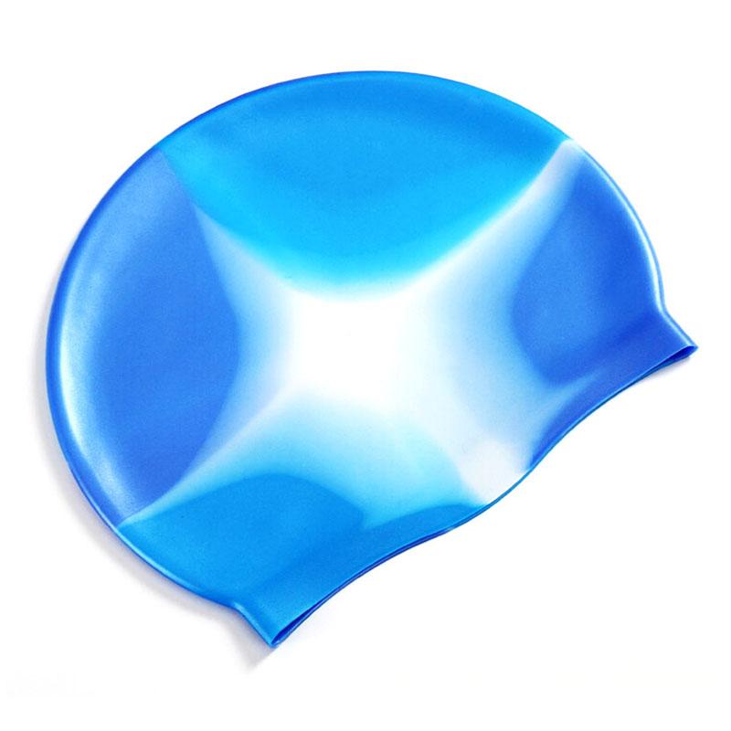 Colorful Silicone Rubber Swimming Cap Unisex Adult Kids Waterproof Shower Swim Hat - Color 8