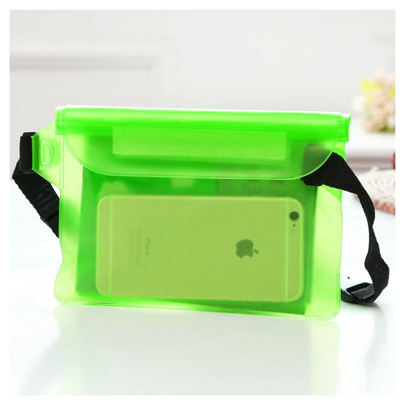 Large Waterproof Dry Pouch Bag Case with Waist Strap for Sports Swimming Beach - Green