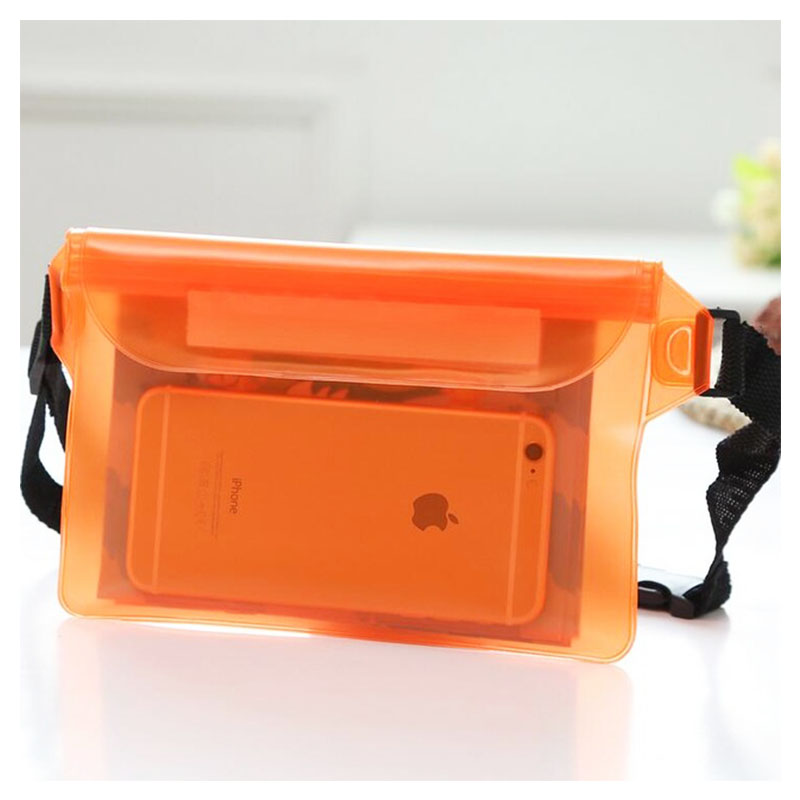Large Waterproof Dry Pouch Bag Case with Waist Strap for Sports Swimming Beach - Orange