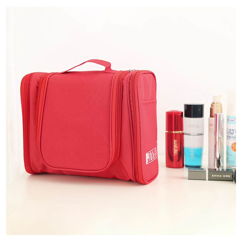 Waterproof Hanging Toiletry Bag Portable Travel Toilet Wash Cosmetic Makeup Suitcase Organizer - Red