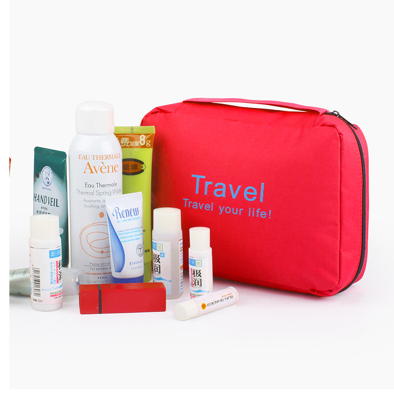 Travel Hanging Waterproof Toiletry Bag Portable Cosmetic Makeup Bathroom Organizer - Red