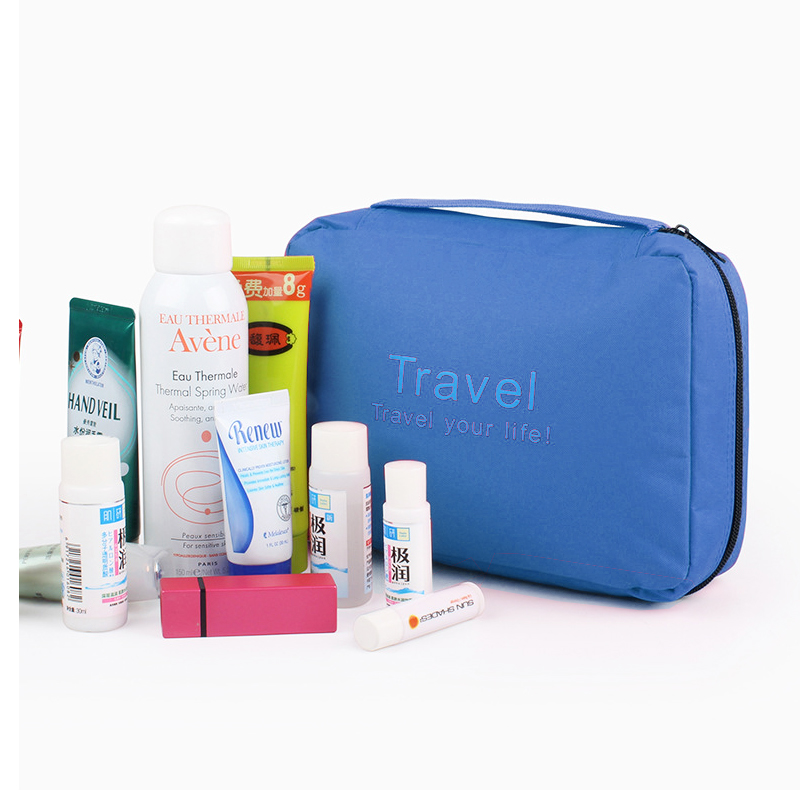 Travel Hanging Waterproof Toiletry Bag Portable Cosmetic Makeup Bathroom Organizer - Blue