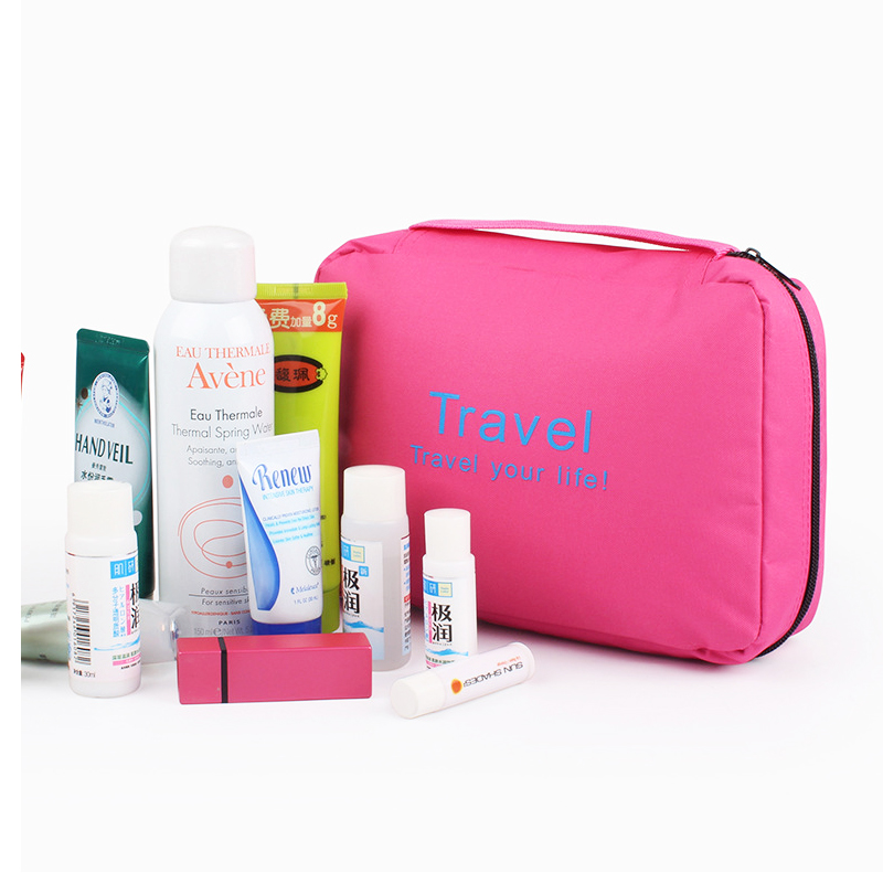 Travel Hanging Waterproof Toiletry Bag Portable Cosmetic Makeup Bathroom Organizer - Pink