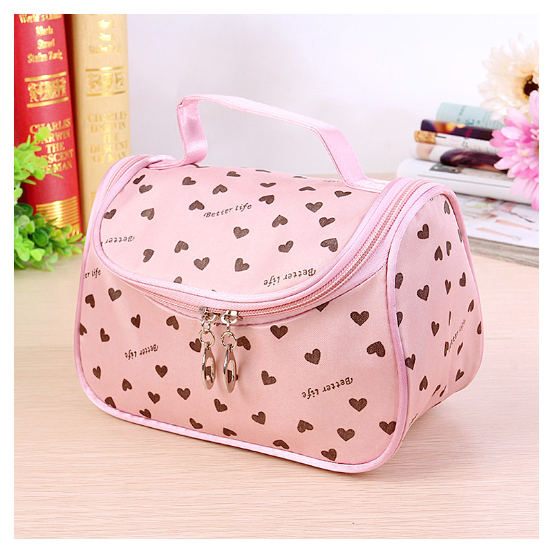 Fashion Waterproof Cosmetic Makeup Bag Pouch Protable Travel Toiletry Organizer Case - Pink Hearts