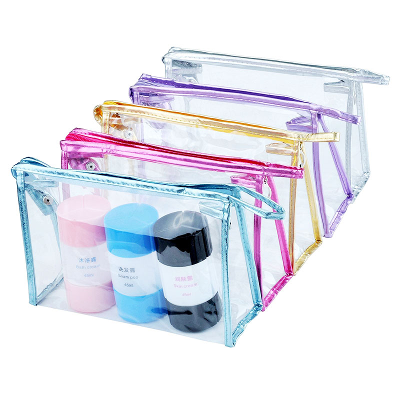 Clear Transparent Waterproof Makeup Bag Portable Travel Cosmetic Toiletry Wash Pouch Organizer - Blue