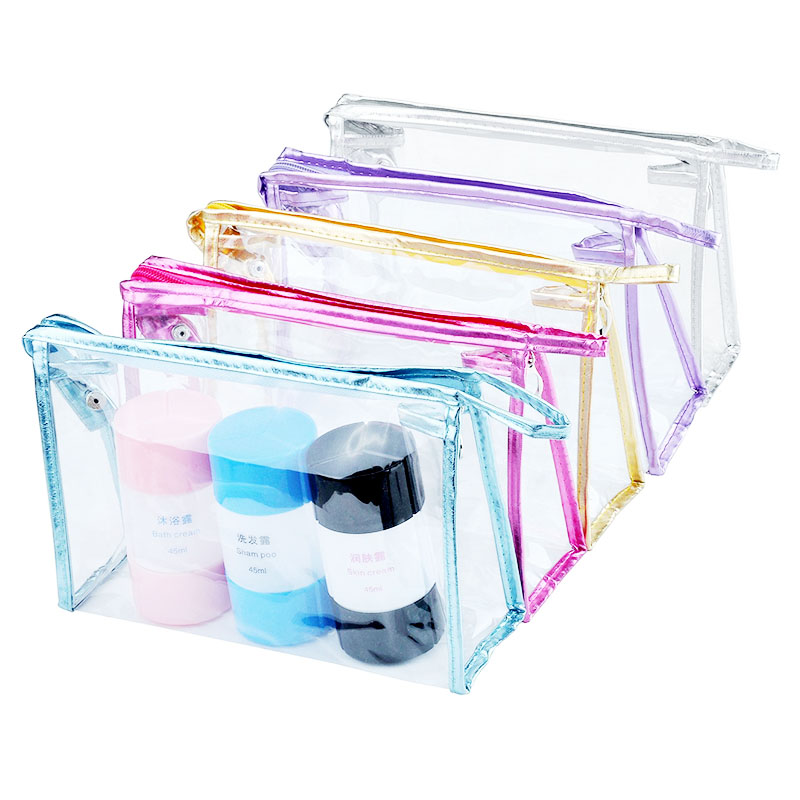 Clear Transparent Waterproof Makeup Bag Portable Travel Cosmetic Toiletry Wash Pouch Organizer - Silver