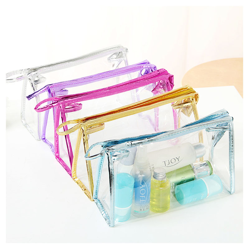 Clear Transparent Waterproof Makeup Bag Portable Travel Cosmetic Toiletry Wash Pouch Organizer - Purple