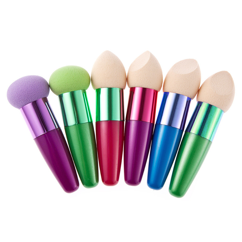 Cosmetic Make Up Brush Oblique Surface Bullet Head Sponge Brushes Makeup Beauty Tool - Green