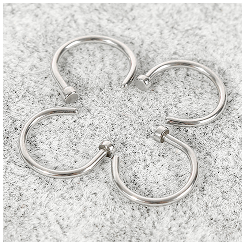 10Pcs/Lot 10mm Surgical Stainless C Clip Open Fake Lip Nose Ring Hoop - Silver