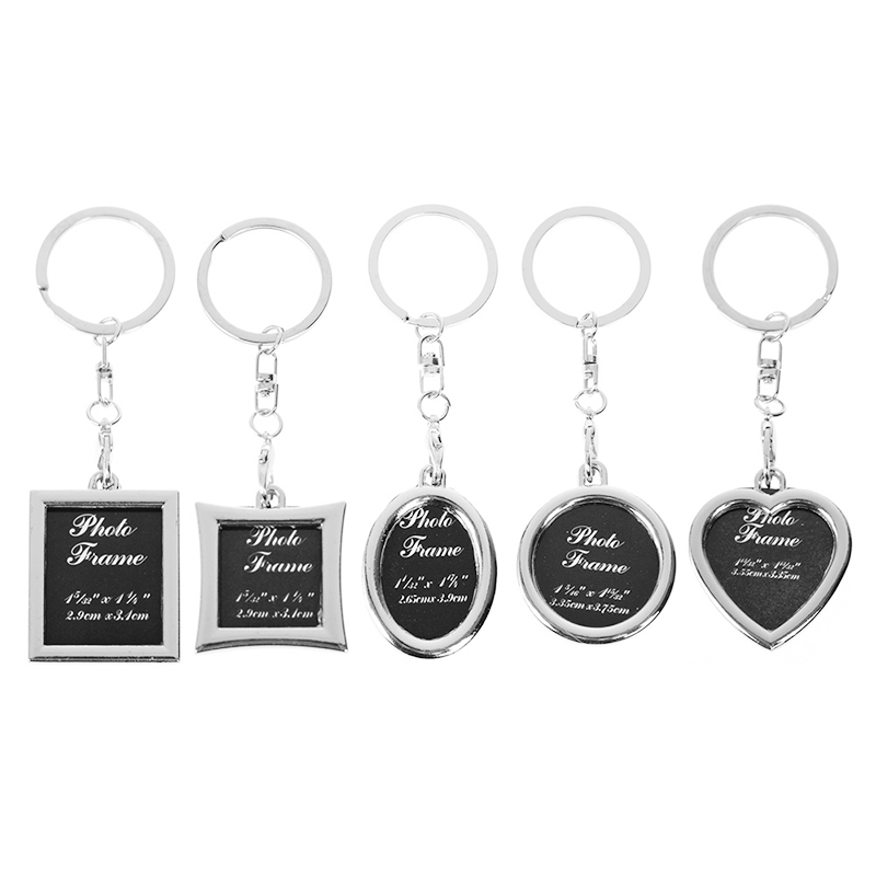 Mini Metal Alloy Keychain Insert Photo Picture Frame Keyring Key Chain Gift - Round Shape