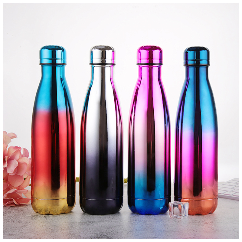 500ML Plating Gradient Water Flask Stainless Steel Double Wall Vacuum Insulated Bottle - Plating Red