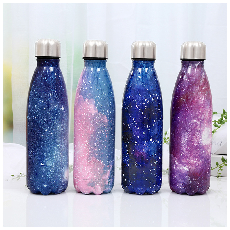 500ML Portable Stainless Steel Water Flask Starry Sky Pattern Double Wall Vacuum Insulated Bottle - Pattern 1