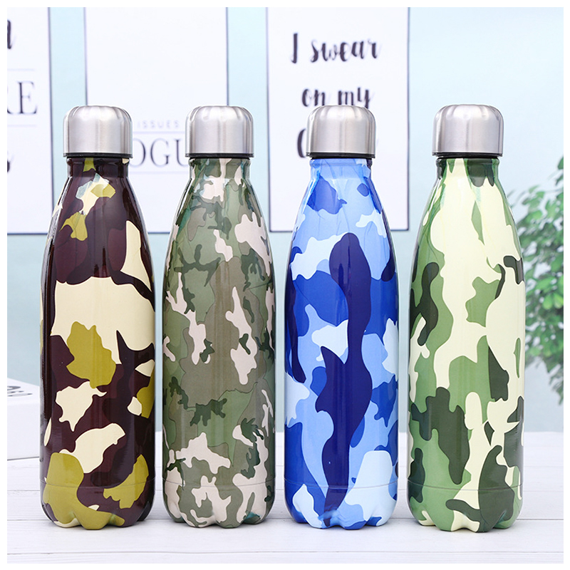 500ML Portable Stainless Steel Water Flask Camouflage Pattern Double Wall Vacuum Insulated Bottle - Pattern 1
