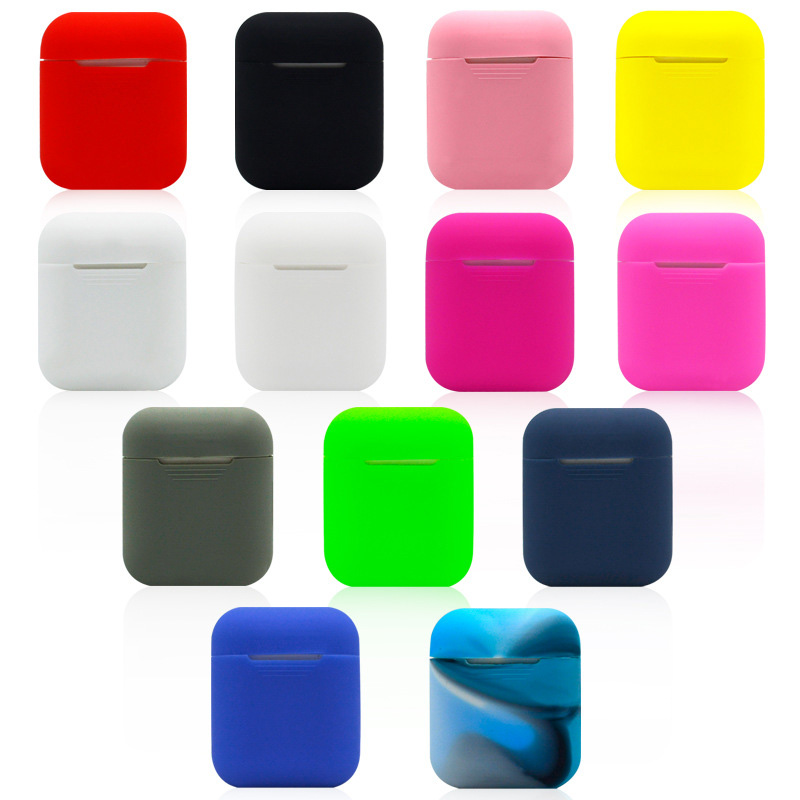 Portable Wireless Bluetooth Earphone Silicone Protective Box for Apple Headphones - Dark Blue