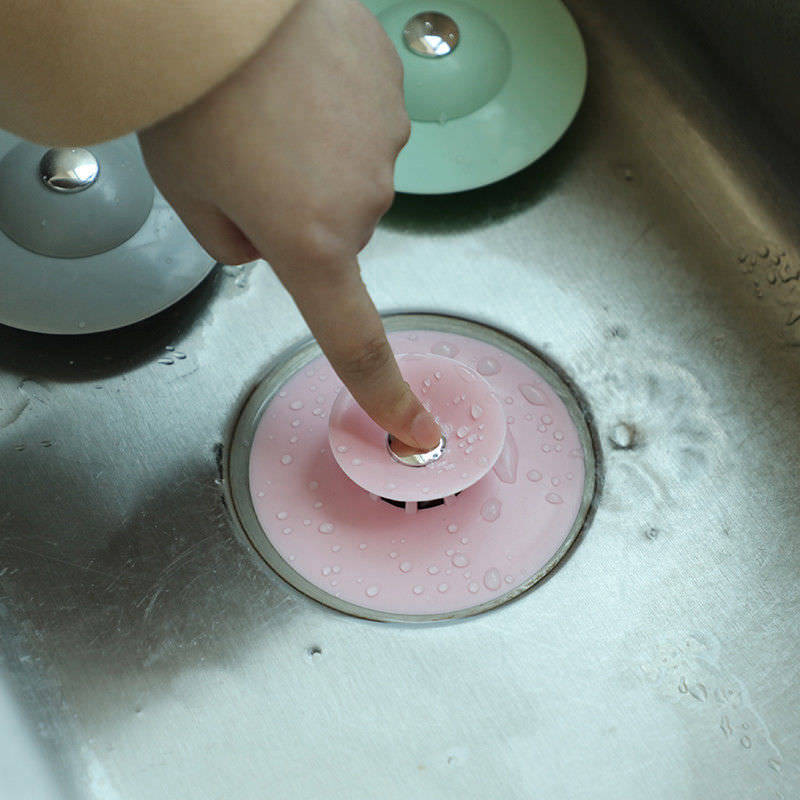 Soft Multi Functional Drain Stopper Hair Catcher for Bathroom Kitchen Laundry Floor - Pink
