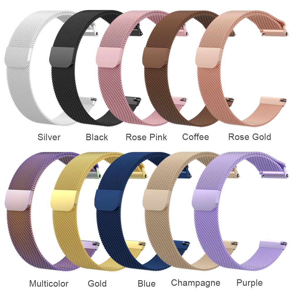 Large Milanese Metal Replacement Watchband Magnetic Stainless Steel Watch Strap for Fitbit Versa - Rose Golden