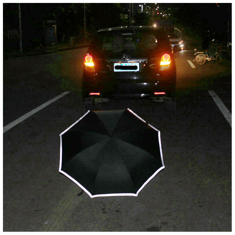Reverse Inverted Safety Umbrella with LED Handle Warning SOS Signal for Cars - Black