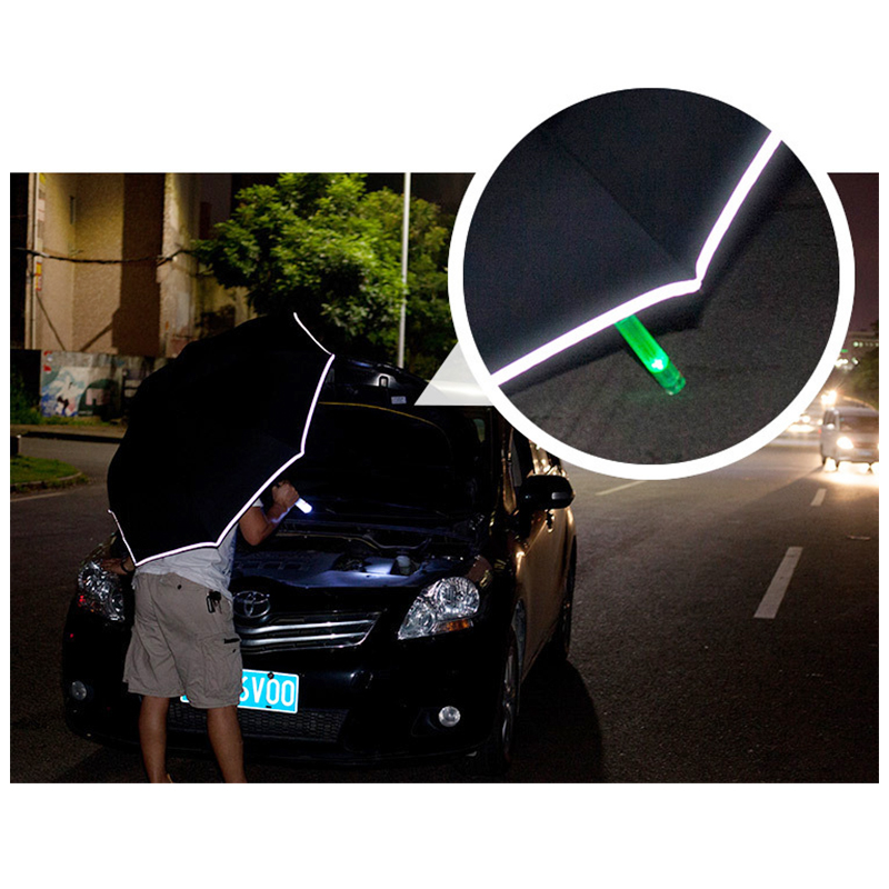 Reverse Inverted Safety Umbrella with LED Handle Warning SOS Signal for Cars - Starry Sky