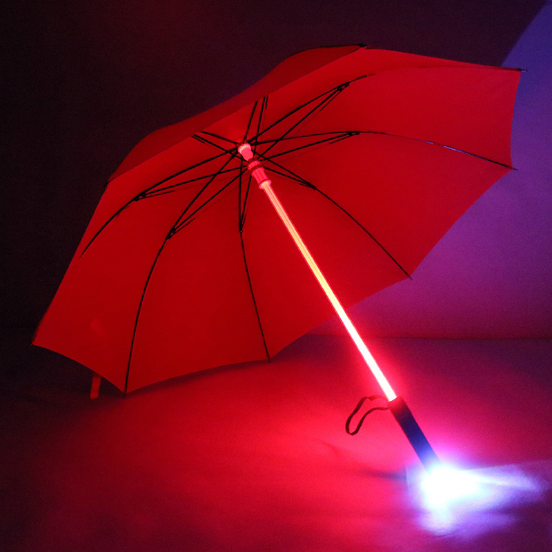 Light Saber LED Flashing Light Up Umbrella Night Protection - Red