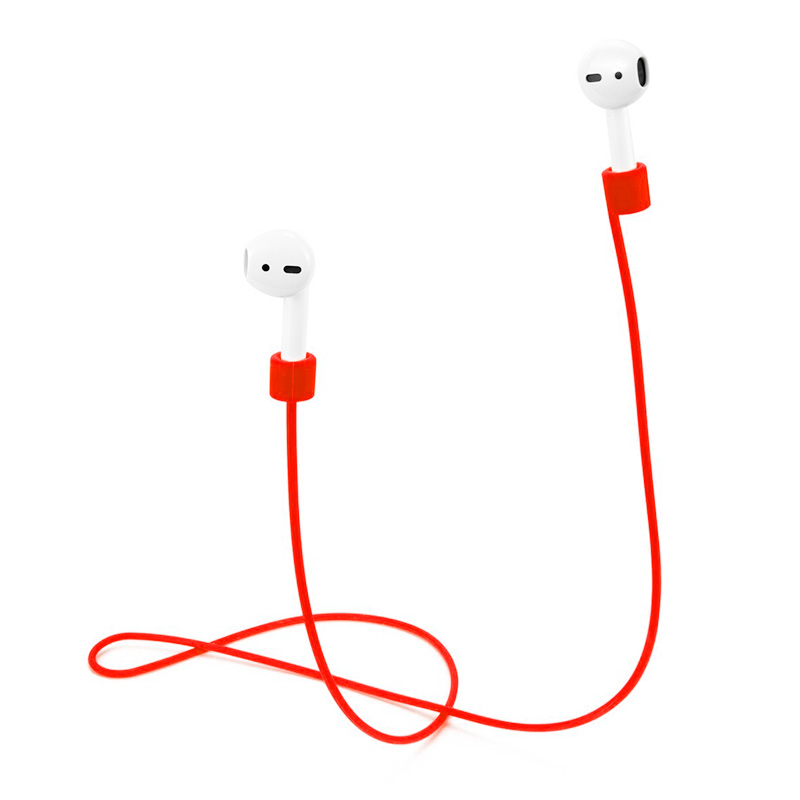 70CM AirPods Silicone Strap Bluetooth Earphone Anti-lost Loop String Rope Connector - Red