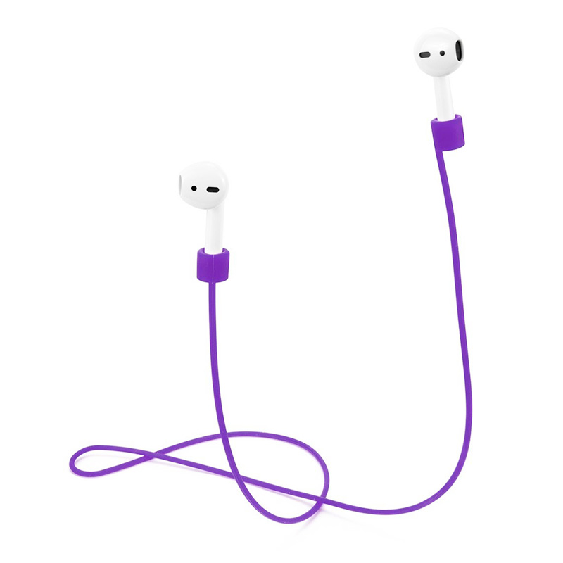 70CM AirPods Silicone Strap Bluetooth Earphone Anti-lost Loop String Rope Connector - Purple