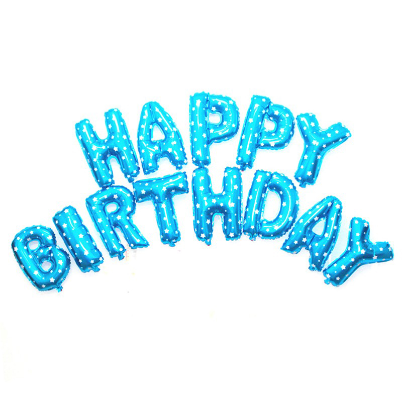 13Pcs/Lot Happy Birthday 16Inches Foil Balloons Party Decoration - Blue