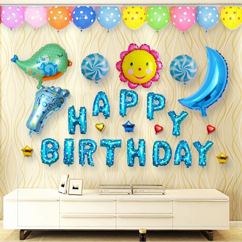 13Pcs/Lot Happy Birthday 16Inches Foil Balloons Party Decoration - Blue