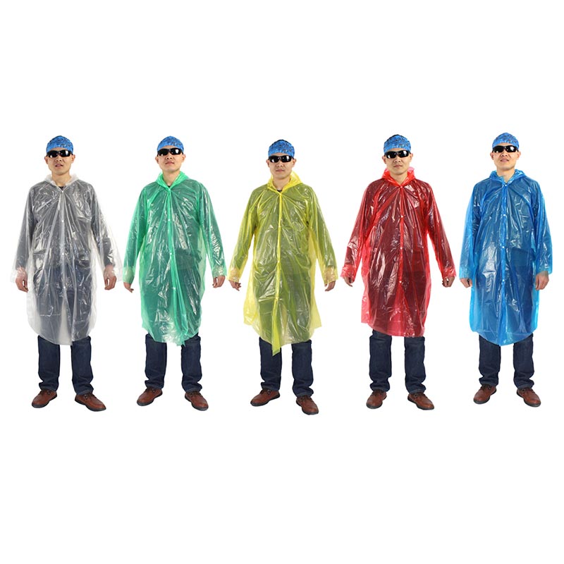 Disposable Adult Emergency Raincoat Clear Waterproof Rain Coat for Hiking Camping - Red